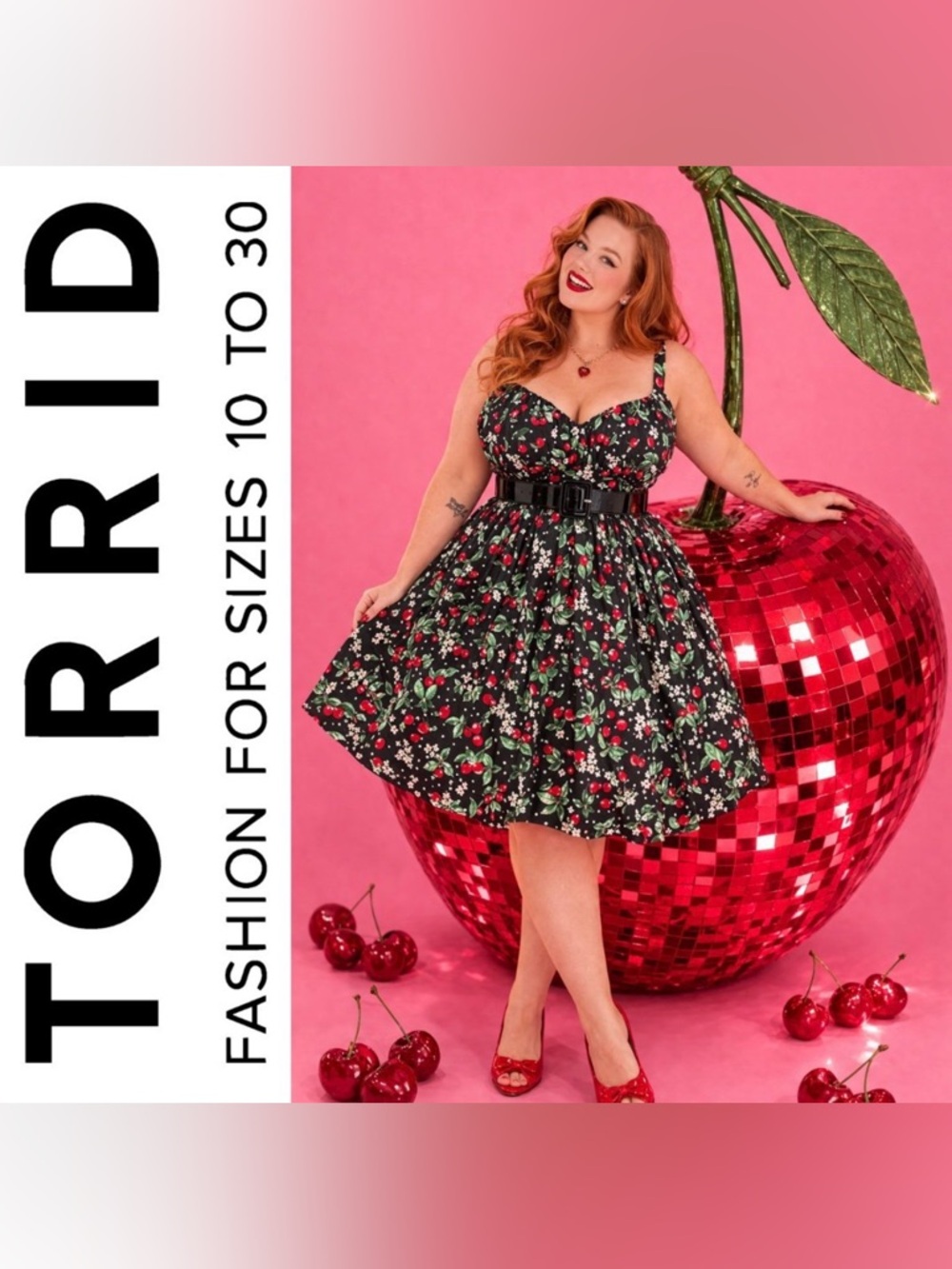 Torrid Retro Chic Black Cherry & Floral Print Pleated Swing Dress, Size 12, NWT!